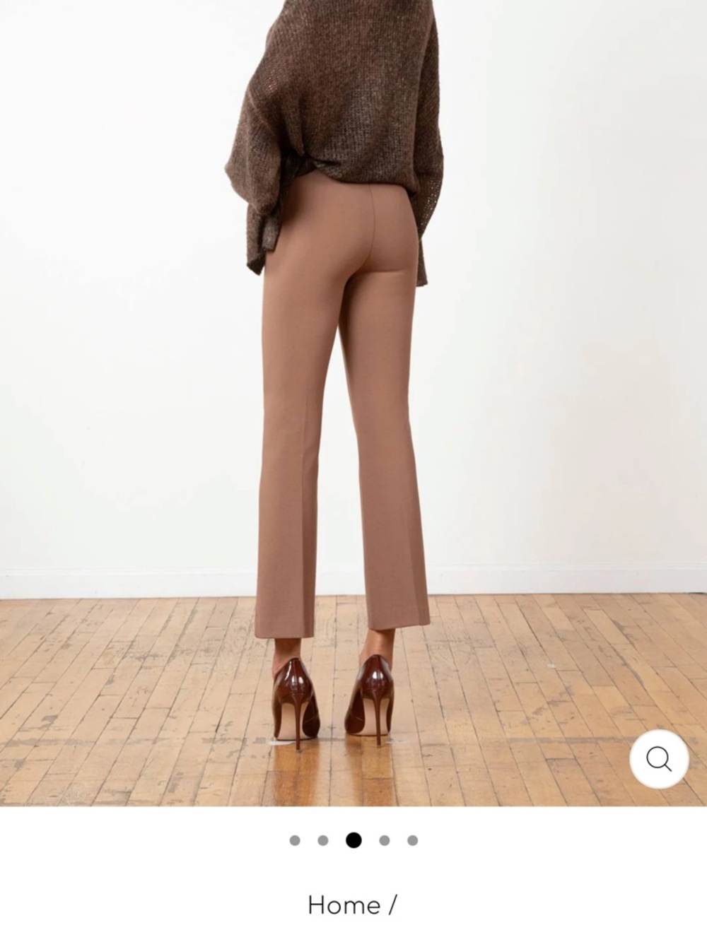 High-Rise Slim Bootcut Pants - Brown